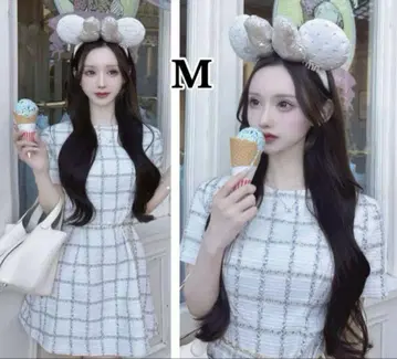 루미뇽 Lumignon 체크 무늬 미니 원피스 M 사이즈 다리치