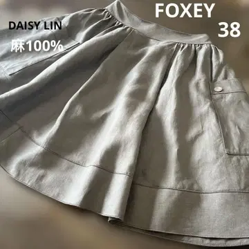 새상품급 데일리 린 폭시 린넨 100% 서큘러 플레어 스커트