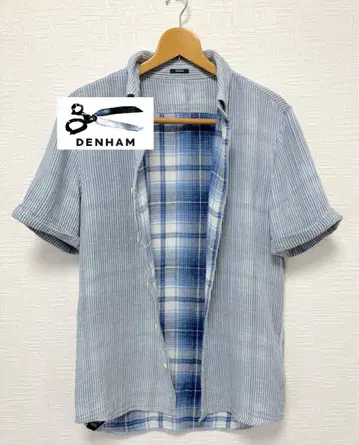 DENHAM 스트라이프 거즈 코튼 S/S BD 셔츠