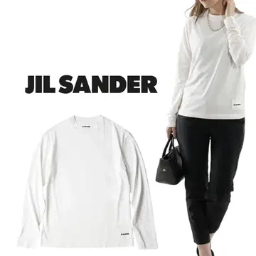 JIL SANDER+ 질 샌더 화이트 긴팔 티셔츠 로고