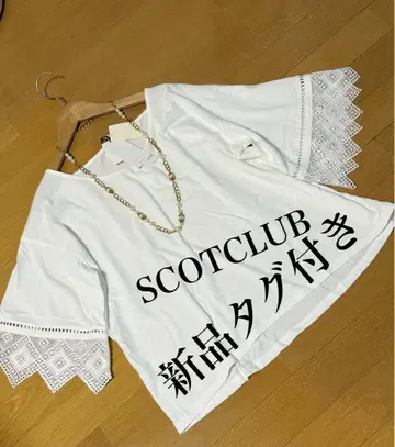 택 포함 새상품 SCOTCLUB MANSART V넥 소매 레이스 티셔츠