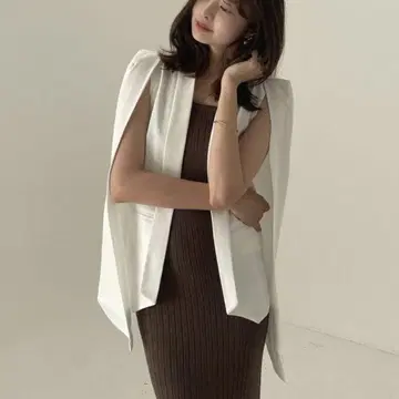 LOVAN' 로반 노카라 자켓 화이트