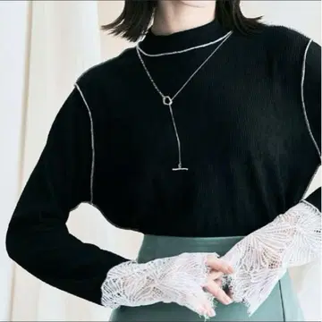 새상품 밑단 레이스 탑 블랙 L