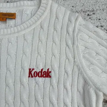 Kodak 케이블 짜임 반팔 니트 S 화이트