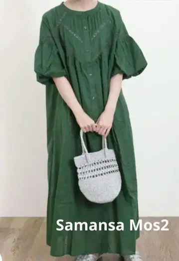 Samansa Mos2 벌룬 슬리브 레이스 원피스