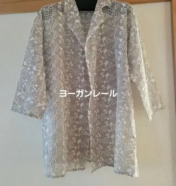 요건 레일 미사용 새상품 자수 자켓 겉옷 라미 린넨