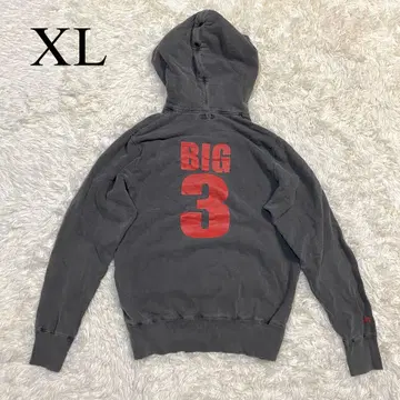 TMT BIG3 풀오버 후드티 데미지 가공 흑먹색