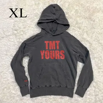 TMT BIG3 풀오버 후드티 데미지 가공 흑먹색 양면 로고