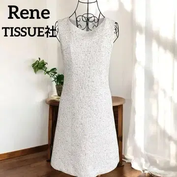 새상품급 Rene 르네 TISSUE 썸머 트위드 원피스 핑크 34 일본제