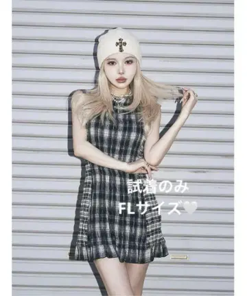 Darich 다리치 체크 콤비 미니 원피스 네이비
