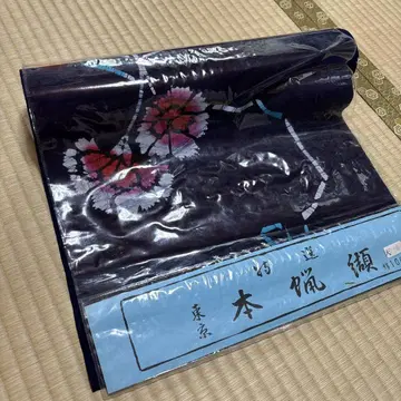 유카타 옷감 네이비 컬러 꽃무늬