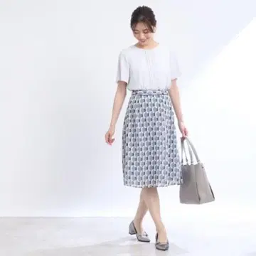 Reflect [세탁 가능] 기하학 패턴 비대칭 플레어 스커트 13호