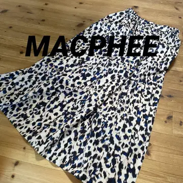 MACPHEE 레오파드 프린트 플레어 맥시 스커트