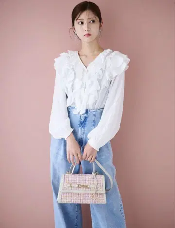 셀포드 하이 웨스트 와이드 데님 38