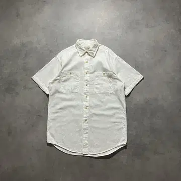 80s 빈티지 L.L.Bean 코튼 거즈 화이트 반팔 셔츠 구제 의류