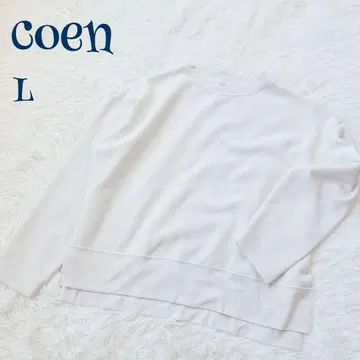 코엔] 사이드 슬릿 심플 롱 T 컷 티셔츠 L 무지 노멀 코어