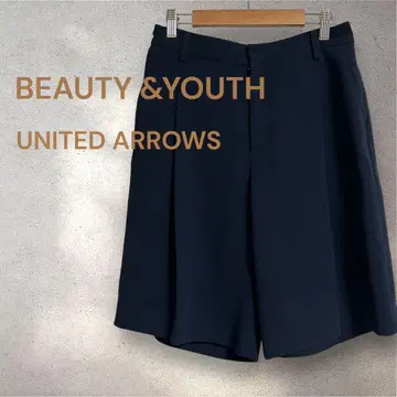 BEAUTY & YOUTH 네이비 큐롯 턱 하프 팬츠 M
