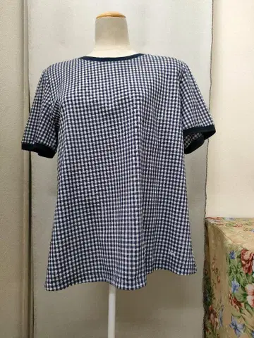 닥스 네이비 체크 티셔츠
