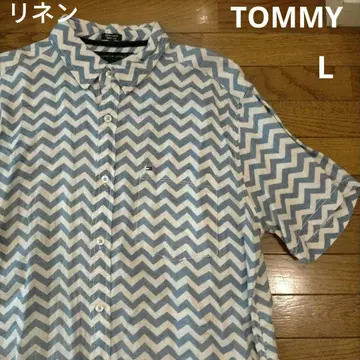 TOMMY HILFIGER 타미힐피거 린넨 지그재그 보더 셔츠