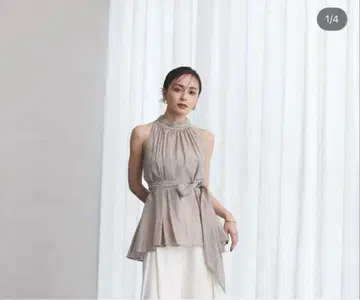 anuans 그랜드 플레어 블라우스 베이지