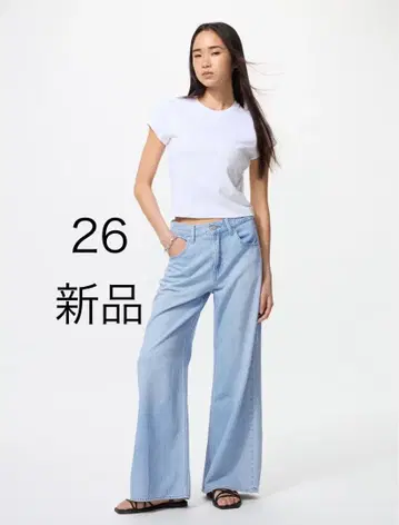 유니클로 드레이프 와이드 플레어 청바지 26 새상품