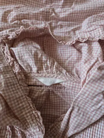 후드 부착 핑크 체크 긴팔 셔츠