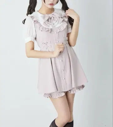 앙크루즈 요크 프릴 하트 벨트 콤비네존