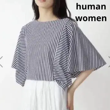 human woman 코튼 풀오버 스트라이프 무늬