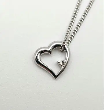 실버 하트 모양 목걸이 0.03CT 다이아몬드