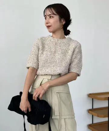 리본 얀 하프 슬리브 풀오버