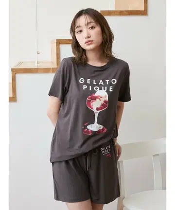 젤라또피케 '접촉 냉감' COOL 레이온 디저트 로고 숏 팬츠