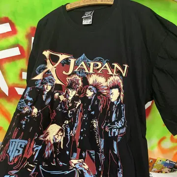 2XL XJAPAN 밴딩 블랙 V계 블랙 밴드 티셔츠 구제 의류 티셔츠