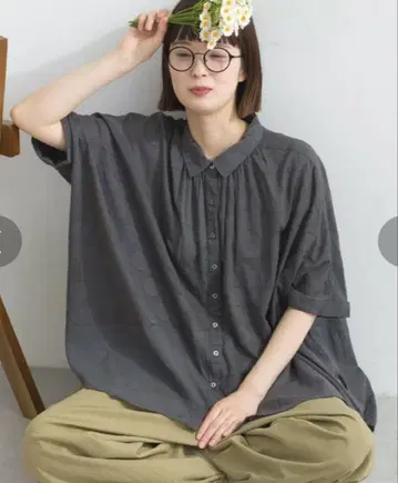 lupilien 루피리안 도트 자카드 개더 블라우스 인도 면