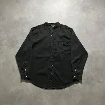 90s 빈티지 블랙 코튼 풀오버 긴팔 셔츠 구제 의류