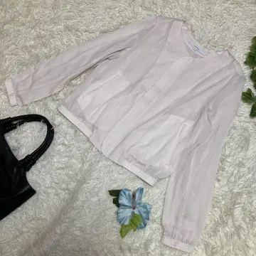 컨디션 최상 언타이틀 썸머 자켓 화이트 그레이 허리밴딩 지퍼 2 M