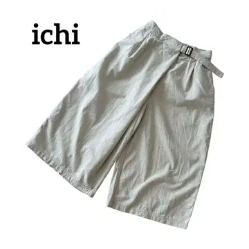 이치 ichi 코튼 린넨 와이드 가우초 팬츠 아이보리 새상품급