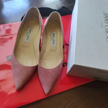 JIMMY CHOO 핑크 스웨이드 웨지 힐 펌프스 37