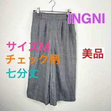 c386 새상품급 INGNI 체크 무늬 7부 기장 가우초 팬츠 M 사이즈