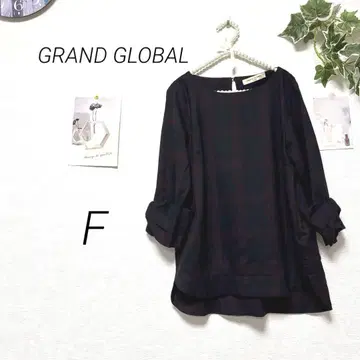 9537 GRAND GLOBAL 체크 무늬 소매 리본 티셔츠 F