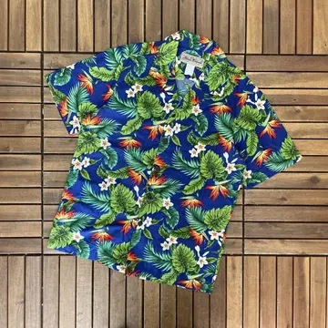 새상품급 USA제 Blue Hawaii 반팔 알로하 셔츠 오픈 카라 셔츠