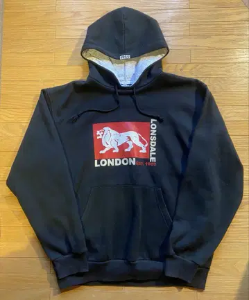 LONSDALE 라이온 로고 블랙 후드티 L 사이즈