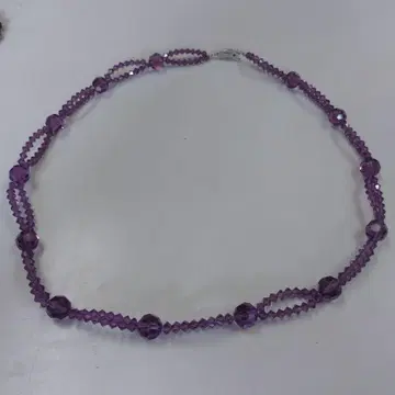 보라색 크리스탈 비즈 목걸이 약 45cm