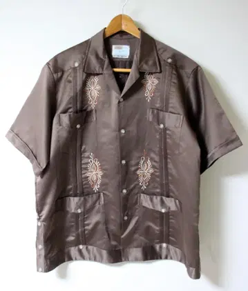 Guayaberas Palacio 반팔 쿠바 셔츠 42 새틴