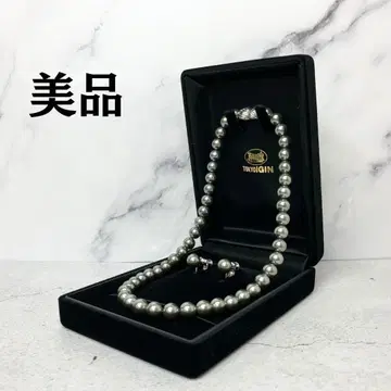 새상품급 TOKYO IGIN 그레이 펄 목걸이 귀찌 세트