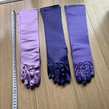 보라색 새틴풍 롱 그로브 3개 세트 38cm