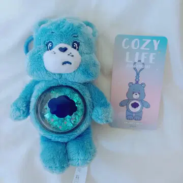 POPMART 케어 베어 cozy life 파랑 카라비너 봉제 인형