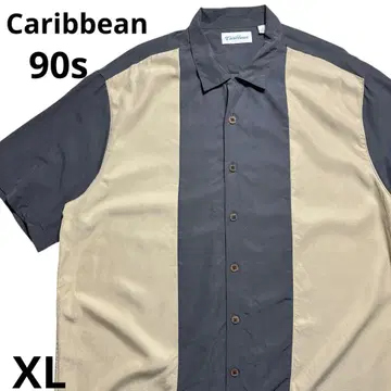 Caribbean 90s 쿠바 셔츠 반팔 셔츠 그레이 베이지 XL