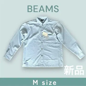 BEAMS 스카이블루 라이트 블루 린넨 느낌의 긴팔 셔츠 M 사이즈
