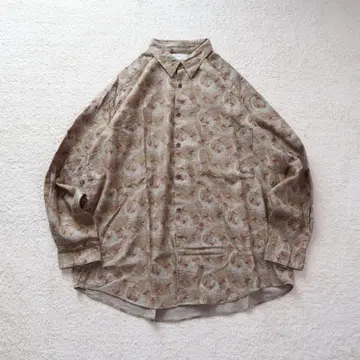 올 패턴 셔츠 긴팔 구제 의류 XL 베이지 브라운 내추럴 컬러 보타니컬