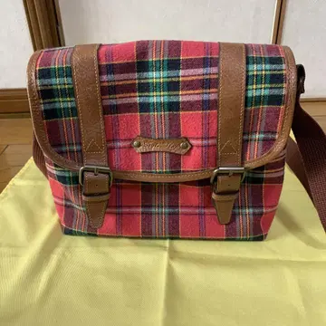 style' 플랩 카메라백 빨간색 체크 숄더백